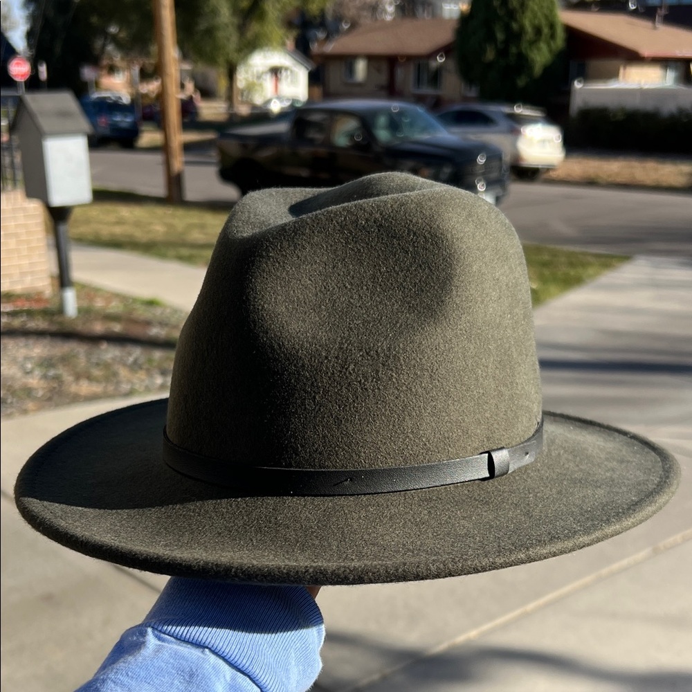 Kenny K Olive Fedora with Black Leather Band